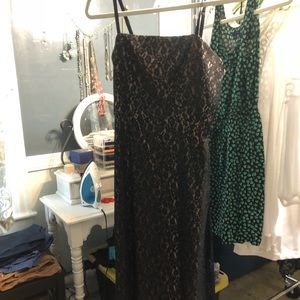 Black, lace shin length dress